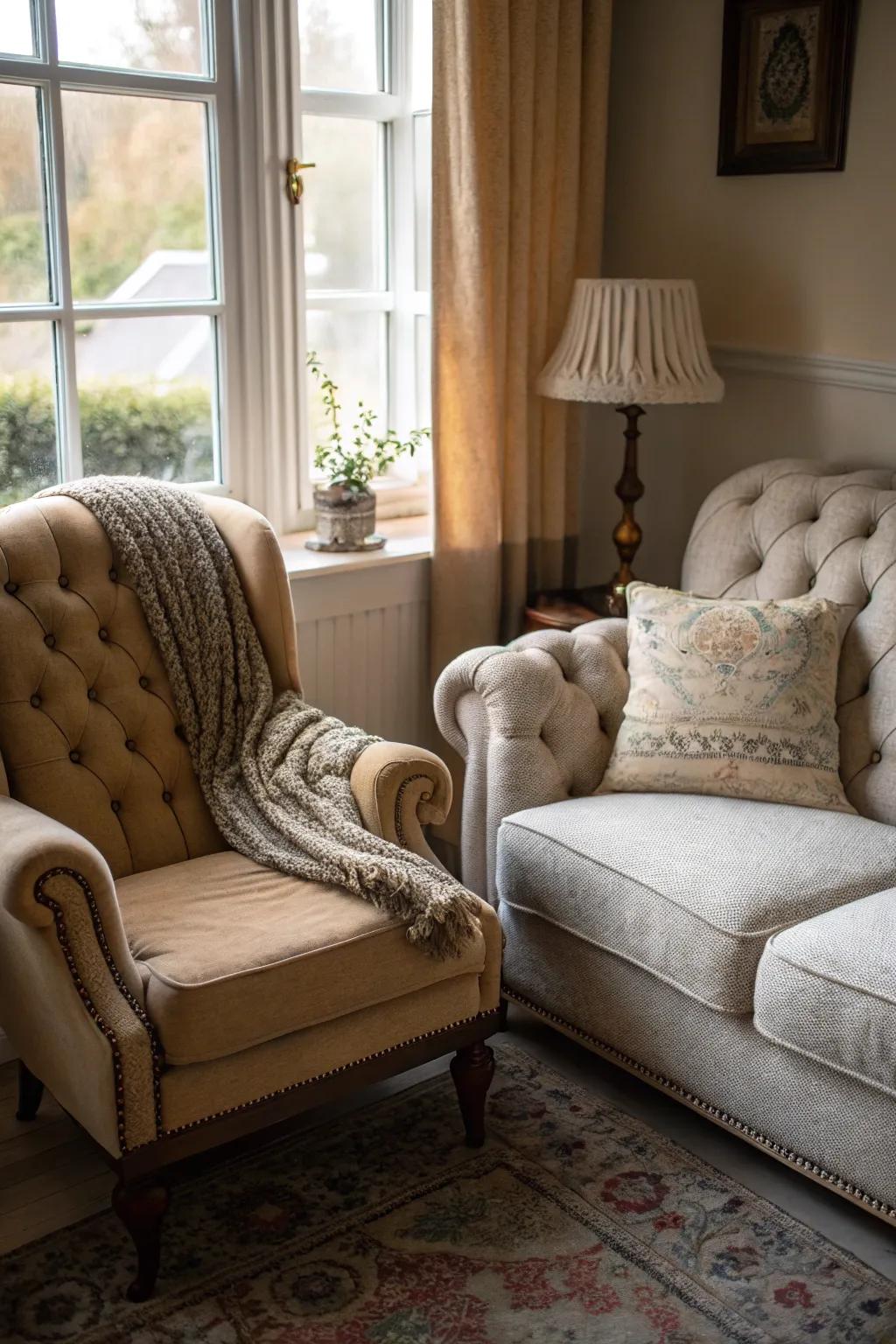 Upholstered furniture pieces bring timeless elegance to your décor.
