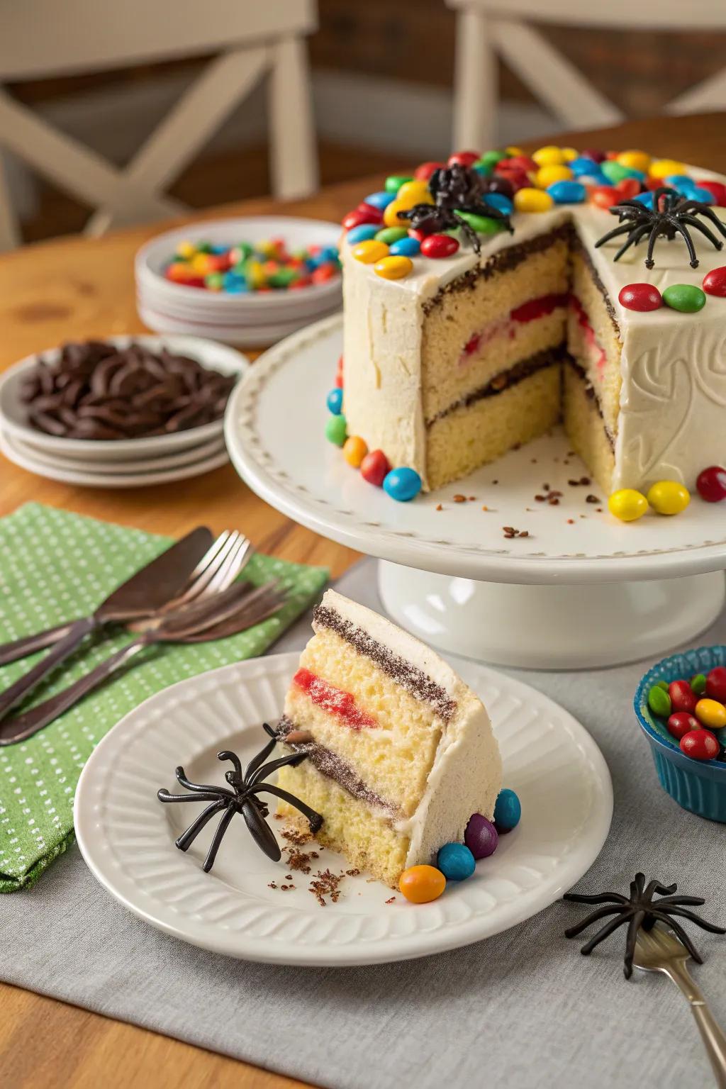 A cake harboring a delectable secret within.