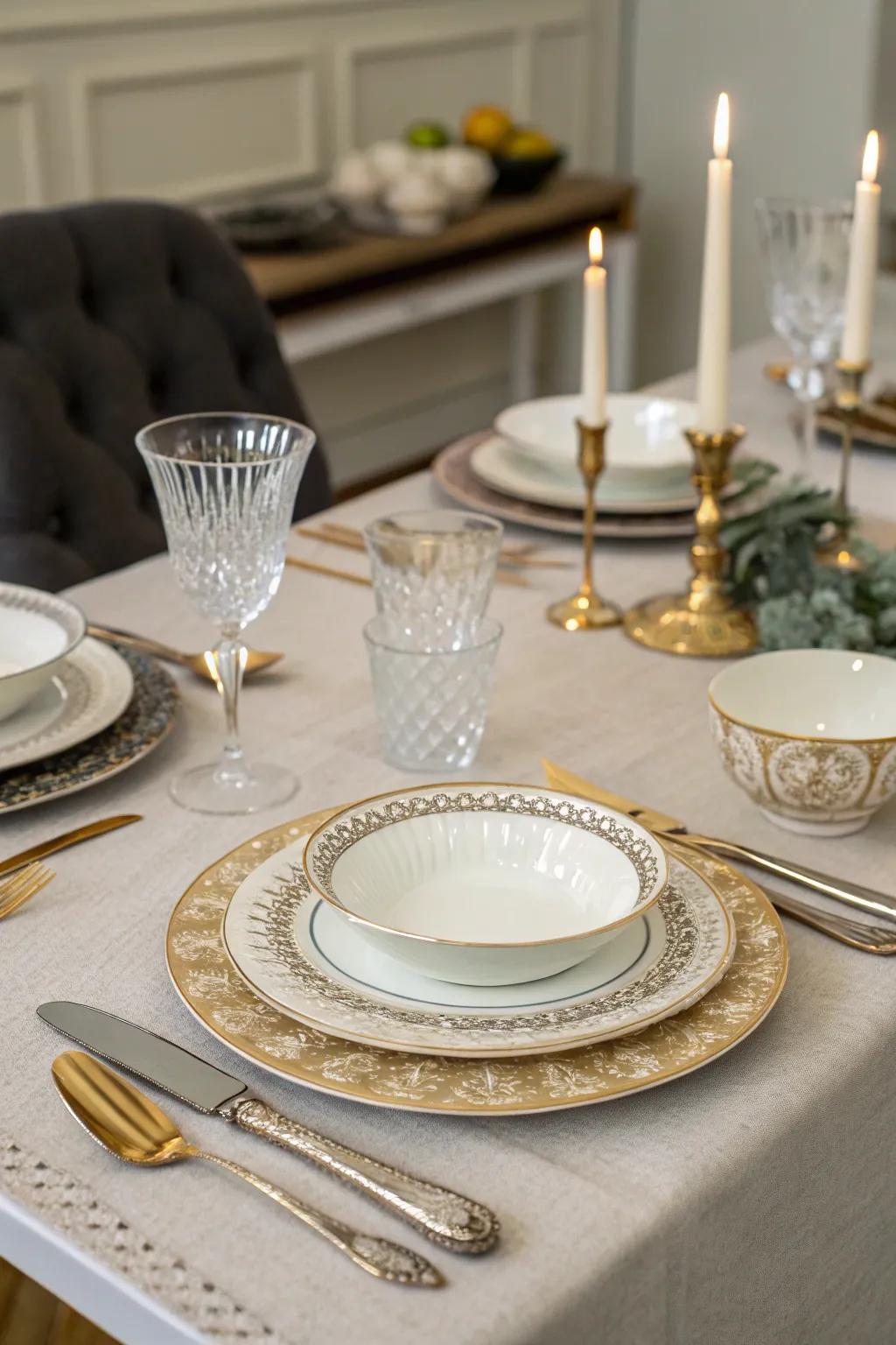 A fusion of classic and contemporary dining essentials for a chic aesthetic.