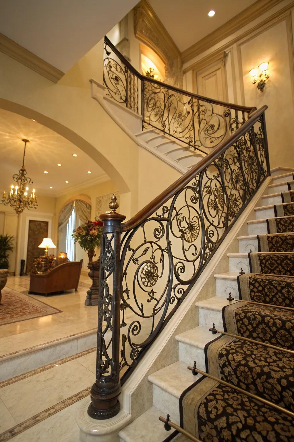 Decorative elements can transform a railing into a stunning centerpiece.