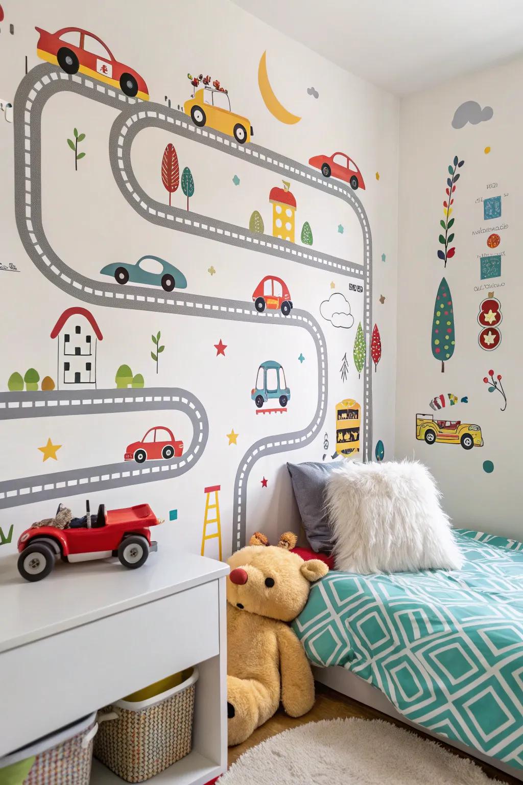 Enliven the area with racing automobile enthusiasm.