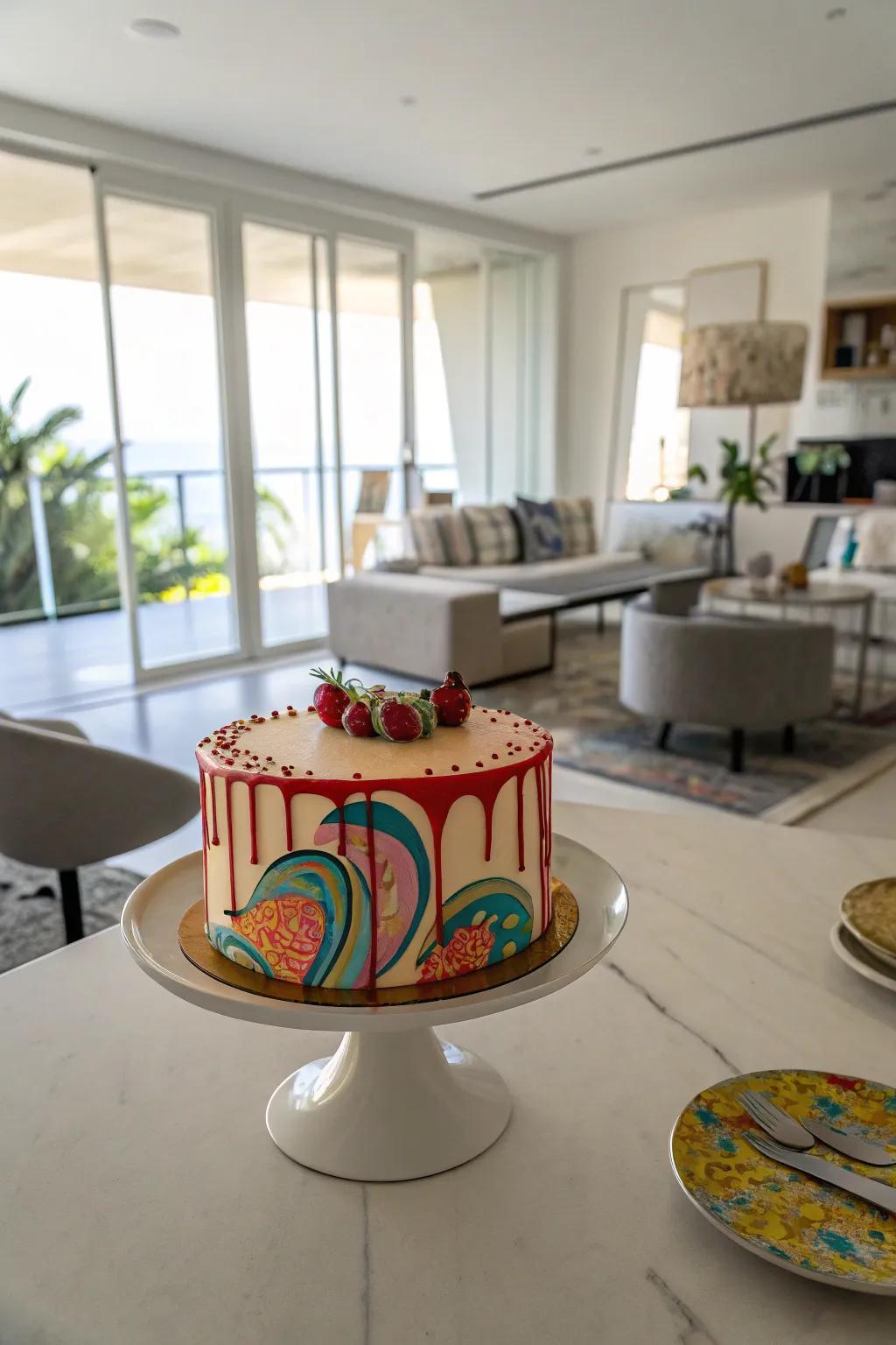 An avant-garde artistry cake distinguished by its modern conception.