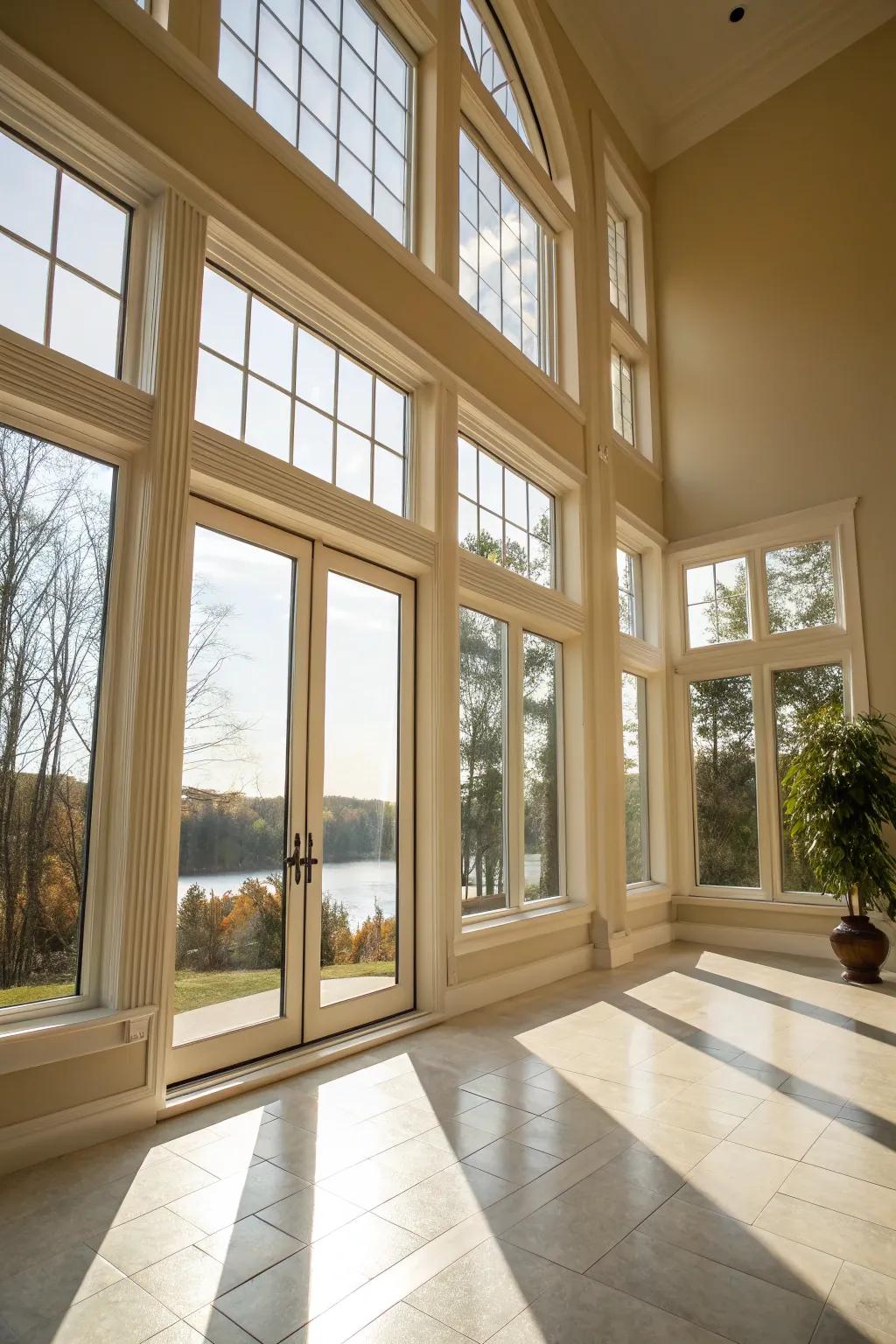 Exposed windows that showcase natural beauty and light.