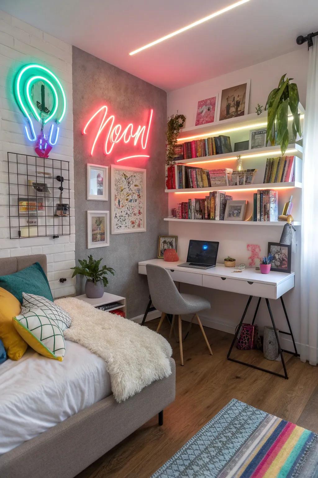 Luminescent signs bring a trendy and youthful vibe.