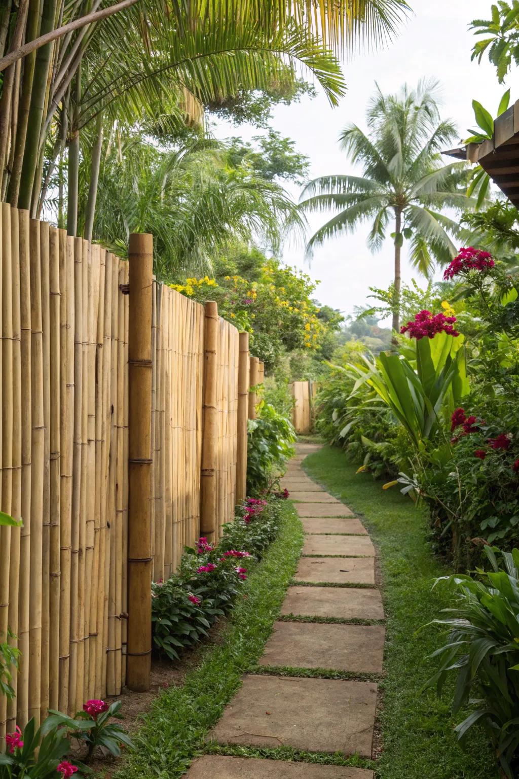 Cane matting fashions a tranquil and natural setting for any garden.