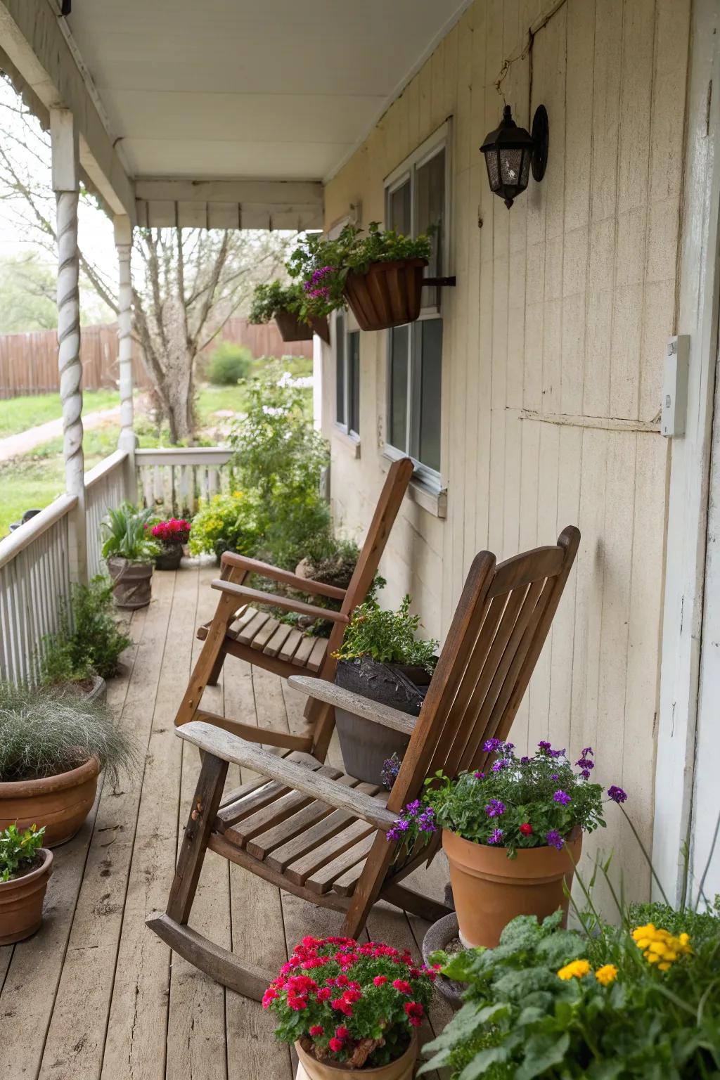 Embracing inherent timber appeal on a small porch.