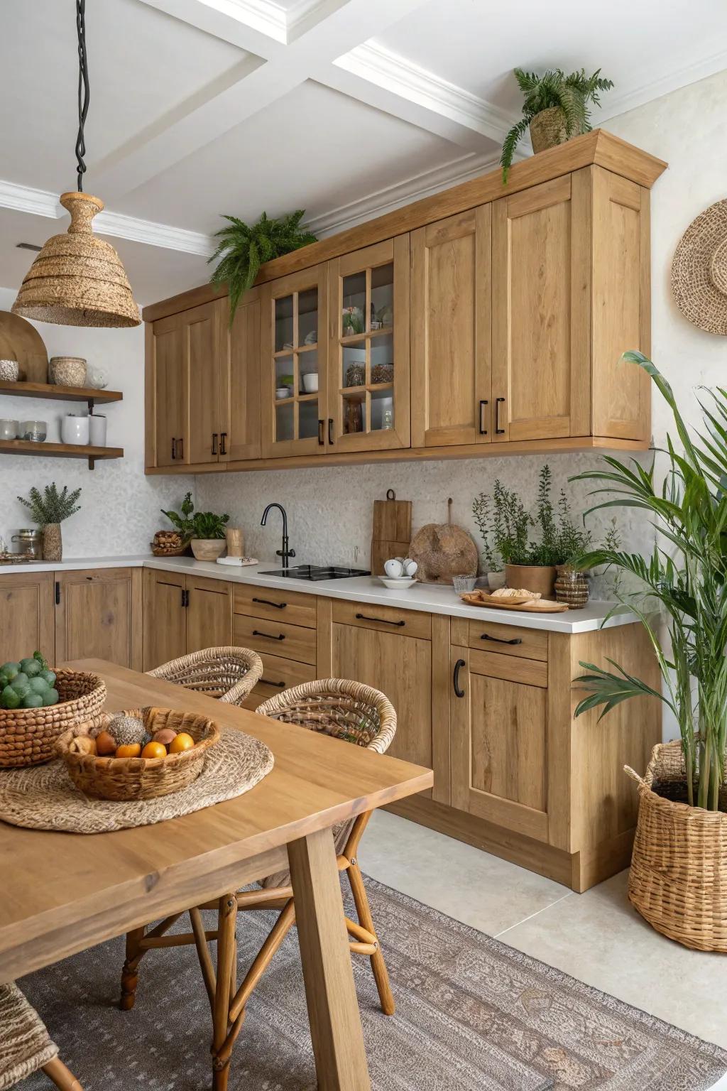Natural wood finishes impart warmth and enduring charm to your kitchen.