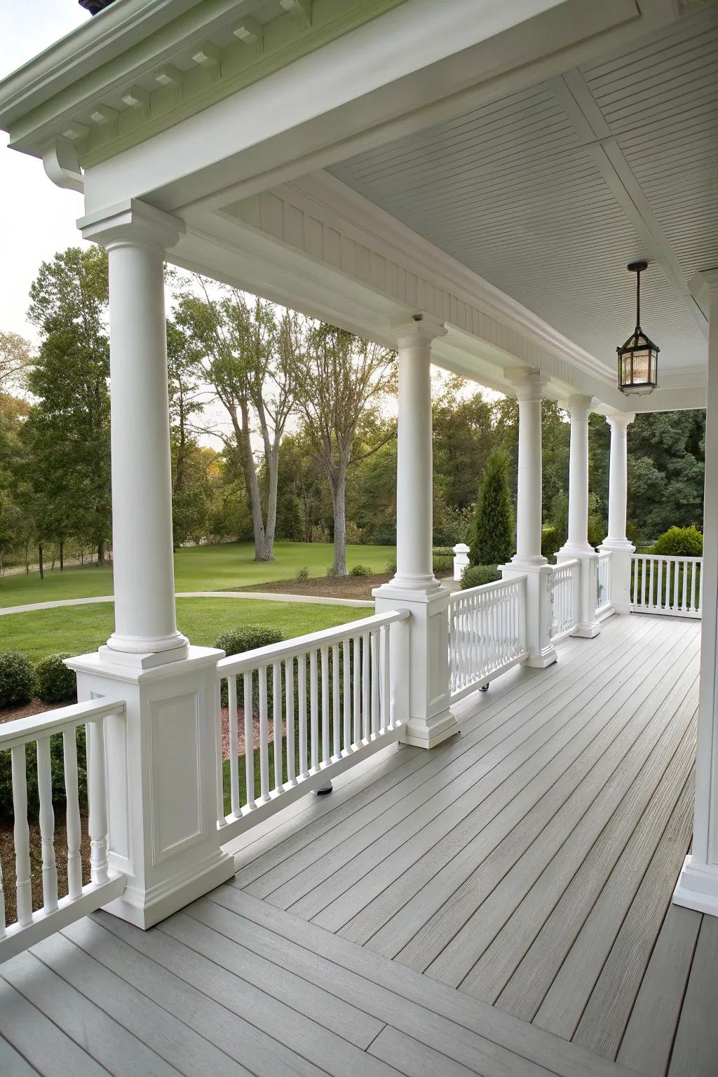 Realize a traditional appearance with ivory railings on your porch.