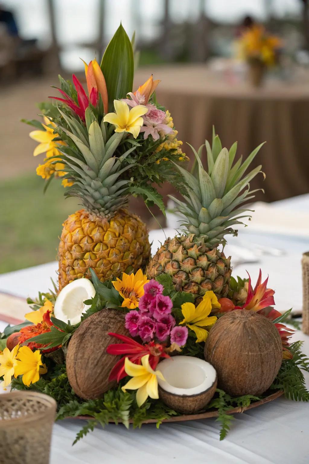 Exotic fruits craft delightful centerpieces.