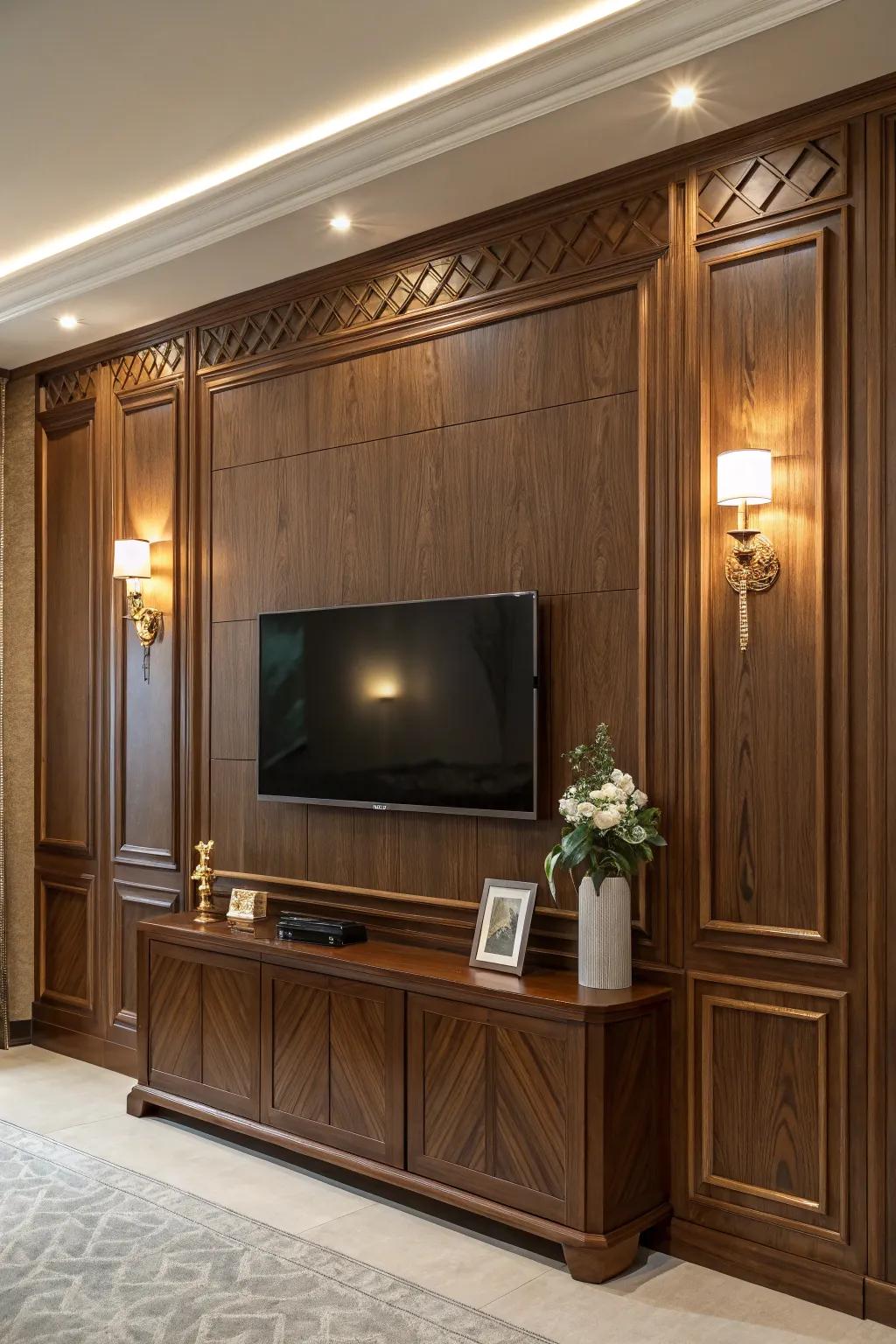 Wood panels introduce personality and warmth.