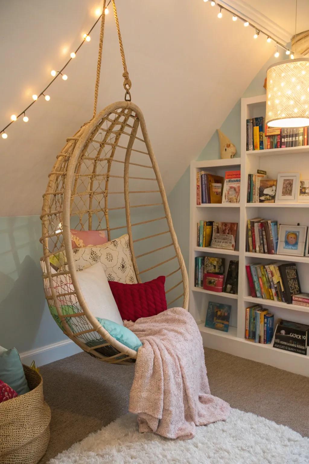 A reading nook invites relaxation and quiet moments in a busy tween's life.