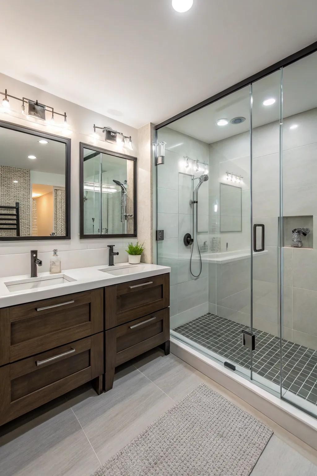 A frameless shower screen really opens up the room.