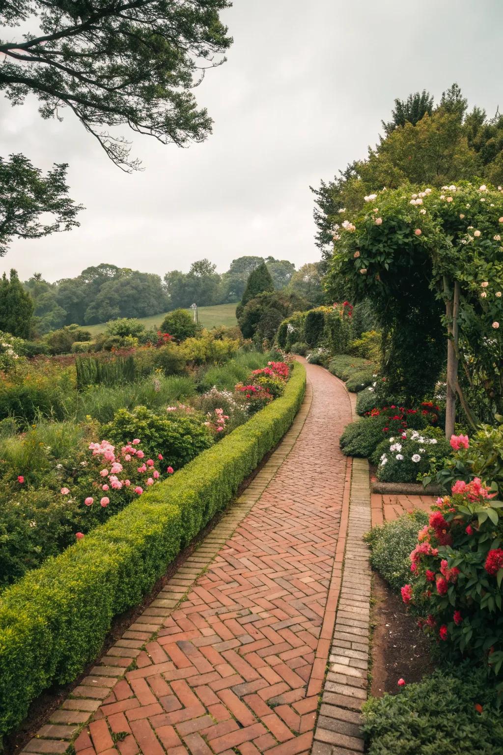 Brick footpaths present a timeless elegance that complements any garden design.