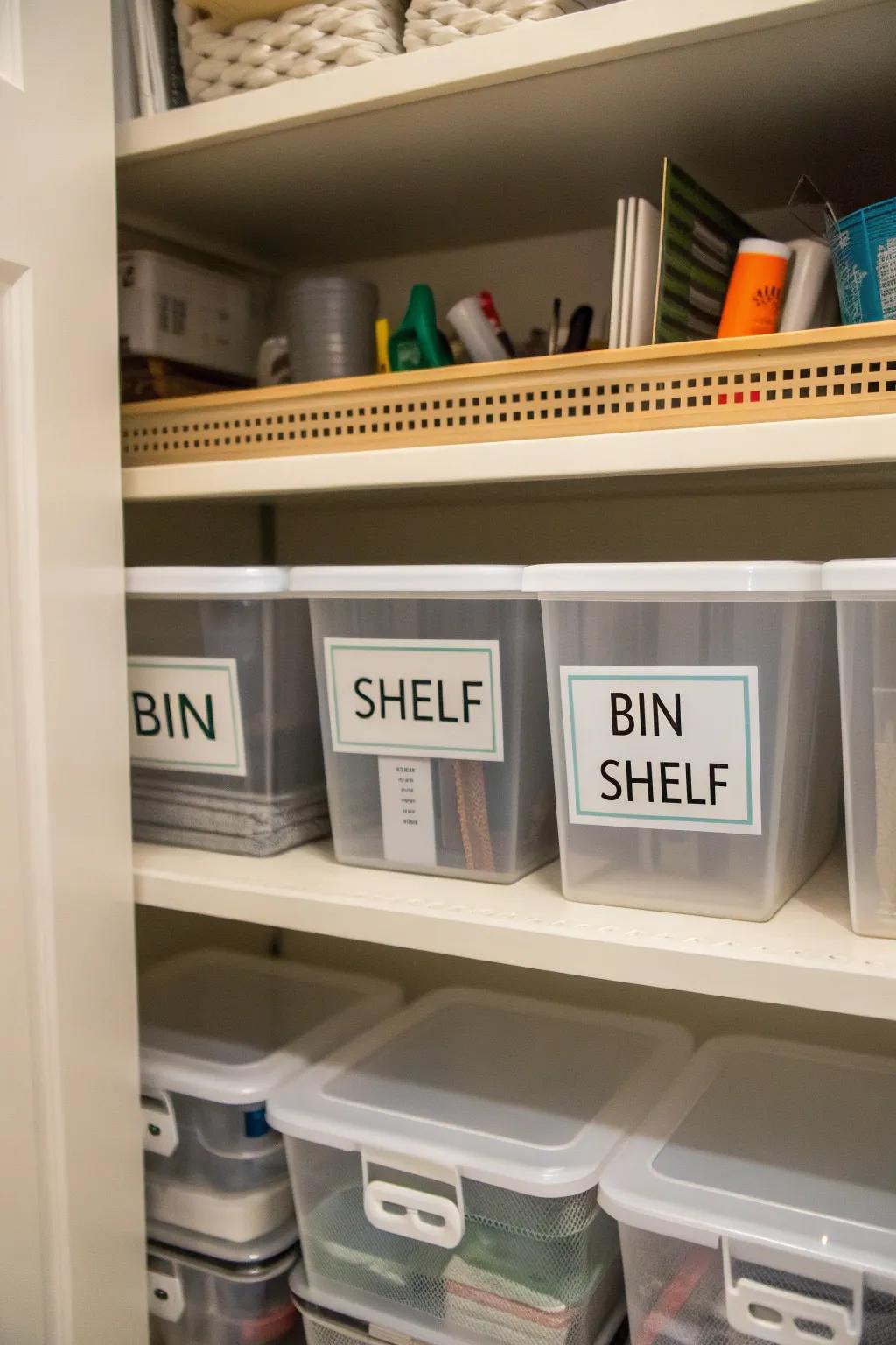 Labels are key for keeping a closet organized and easy to navigate.