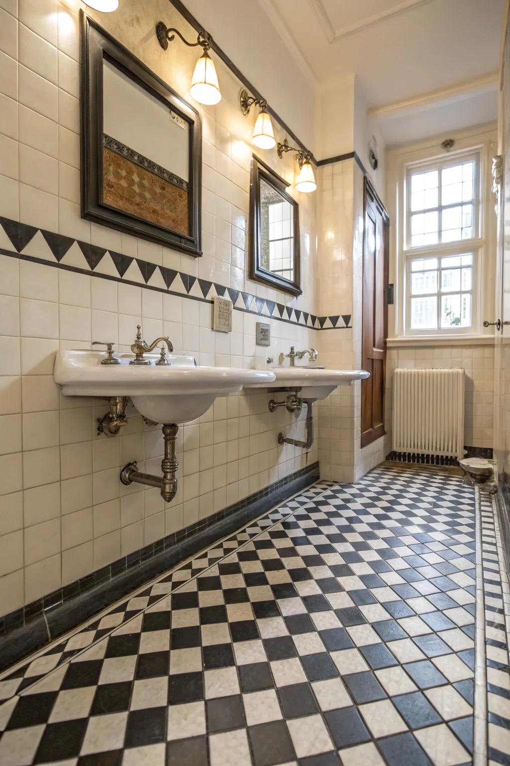 Vintage tiles bring a hint of sentimentality to any bathroom ground.