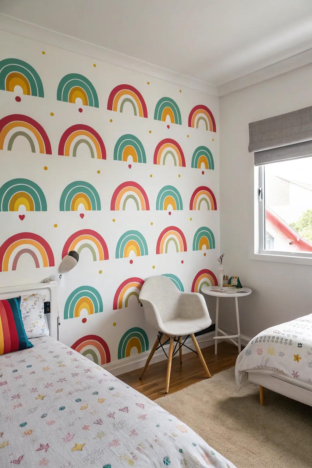Dynamic motifs infuse dynamism into this contemporary bedroom.