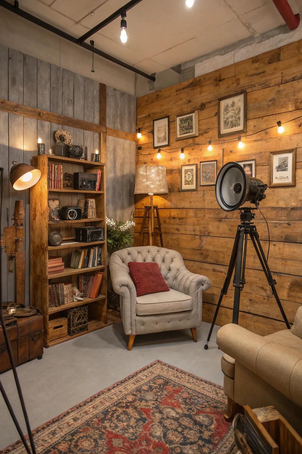 Eco-conscious style with recycled wood.