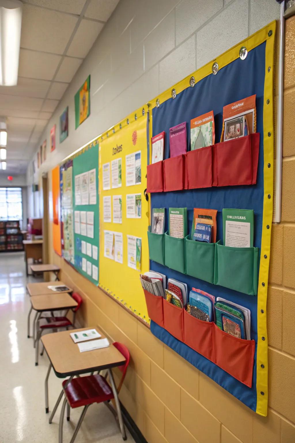 Interactive components of a school wall