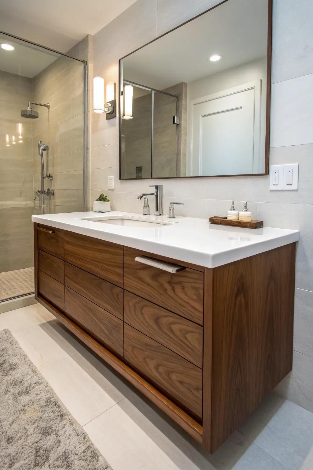 The perfect dichotomy of pecan and ivory produces a pristine, refreshing aesthetic.
