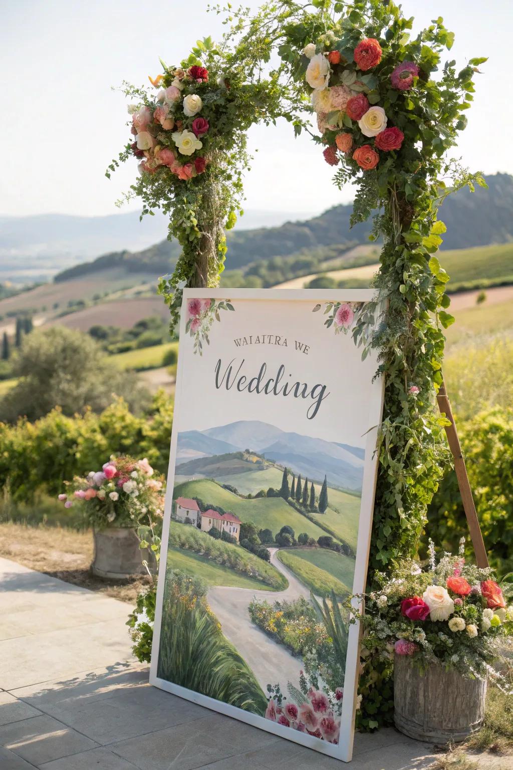 An illustrated display capturing the venue's essence perfectly.