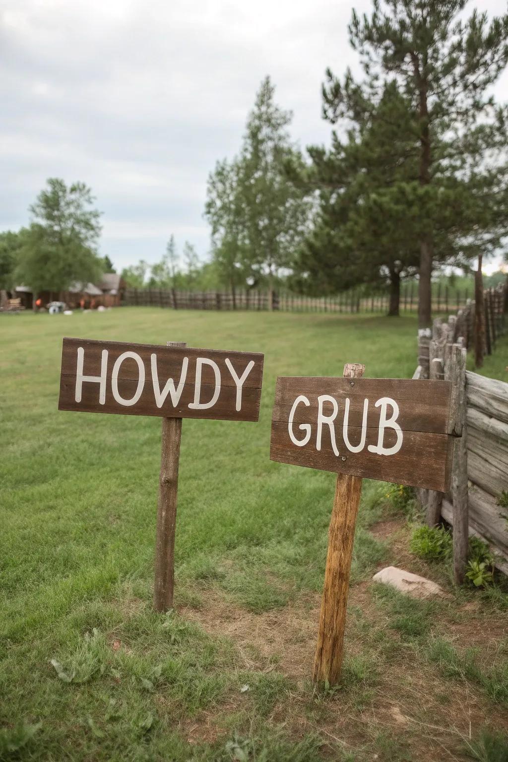 Western signage adds character and helps guests find their way.