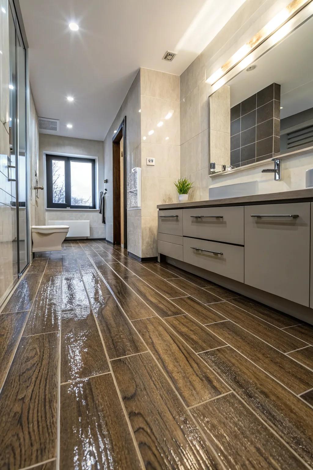 Polymer decking delivers a chic yet economical option for wet rooms.