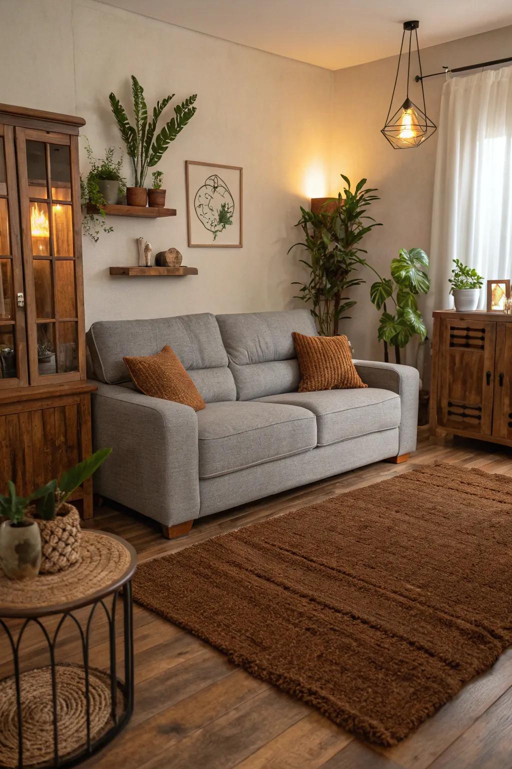 Umber rugs deliver natural shades and coziness to your living room.