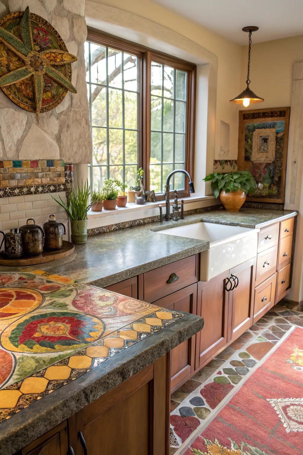 Exotic stone countertops elevate your kitchen into an artistic expression.