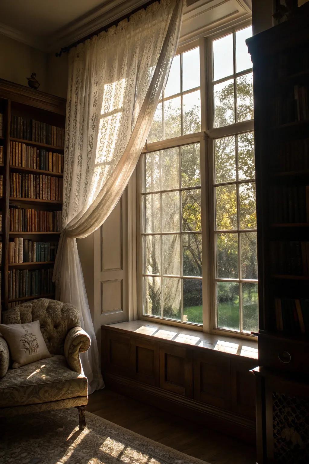 Work with natural light using sheer drapes.