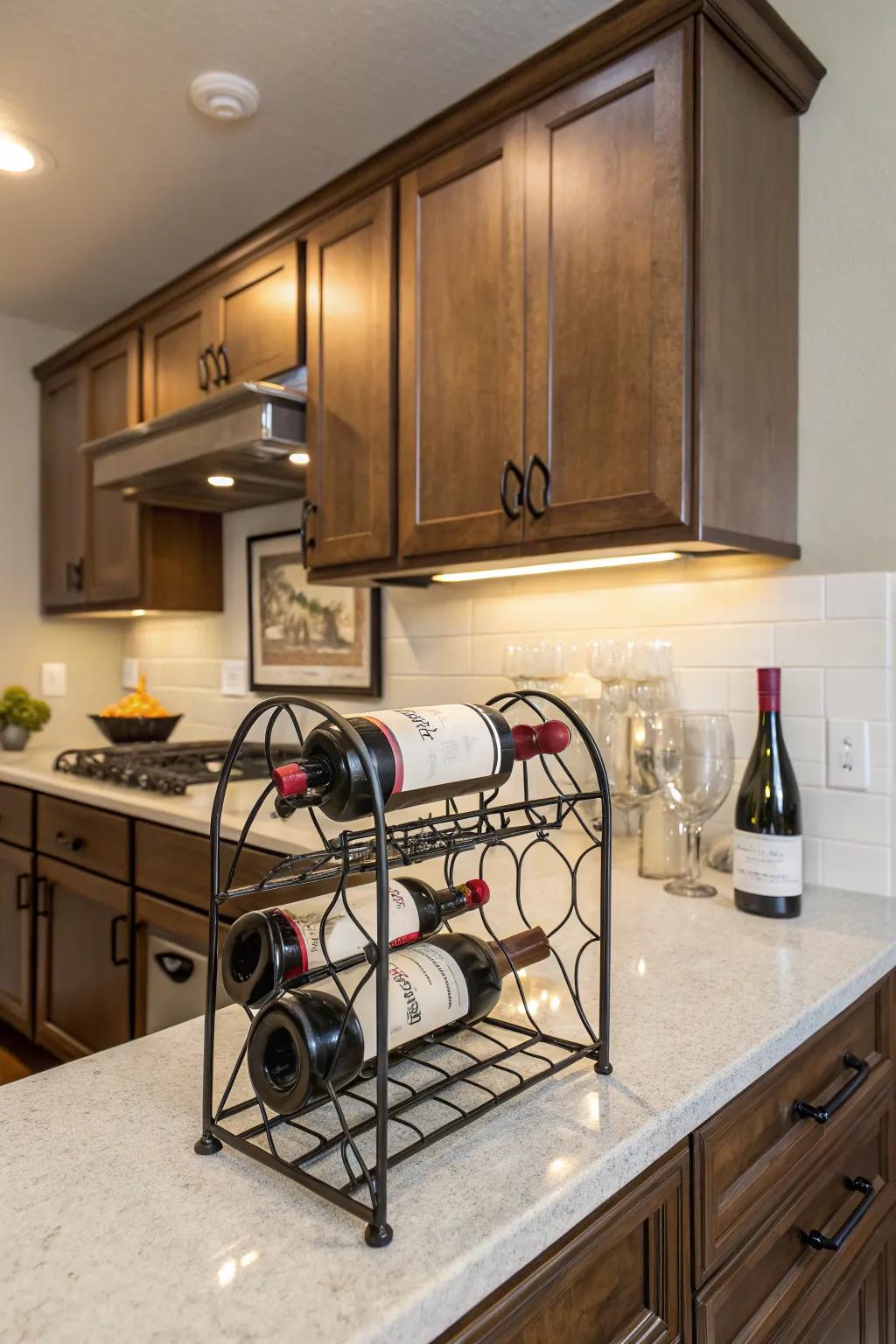 Worktop wine racks ensure your preferred wines are always accessible.