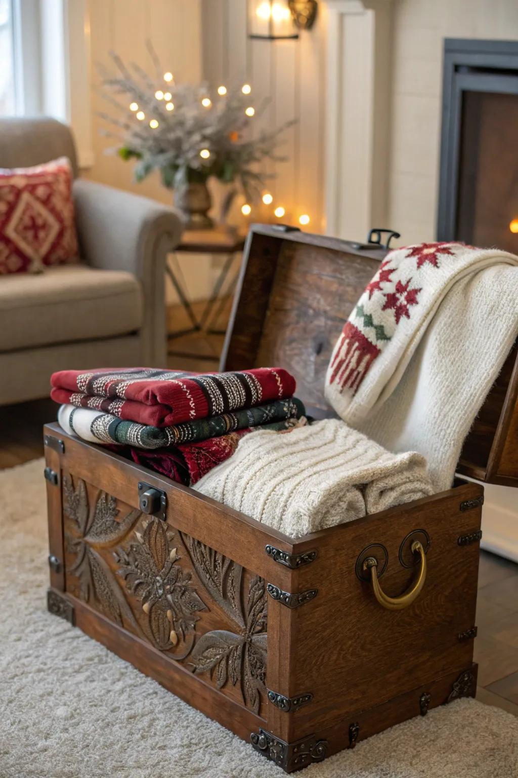 Repurpose furnishings to create concealed storage alternatives.