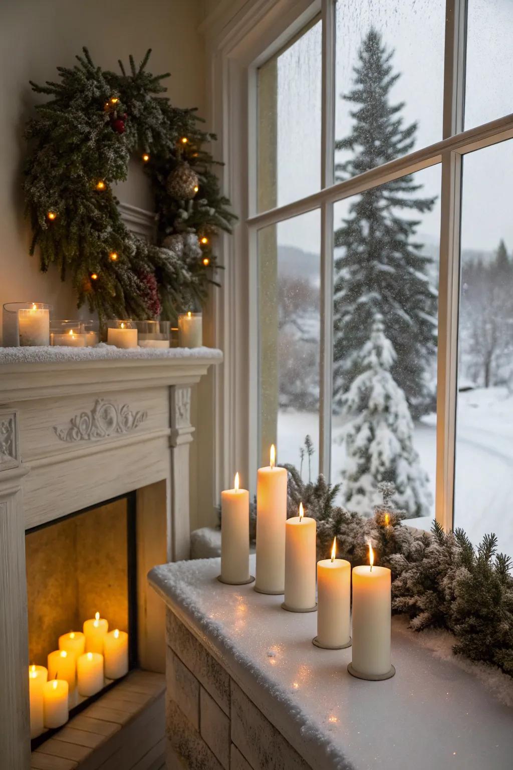 Candles provide warmth and coziness to your winter wonderland.