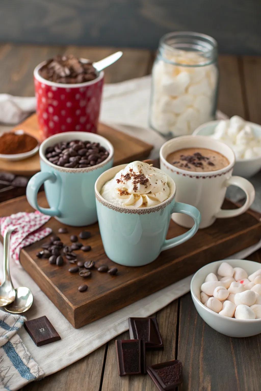A delightful warm cocoa station to warm up your visitors.