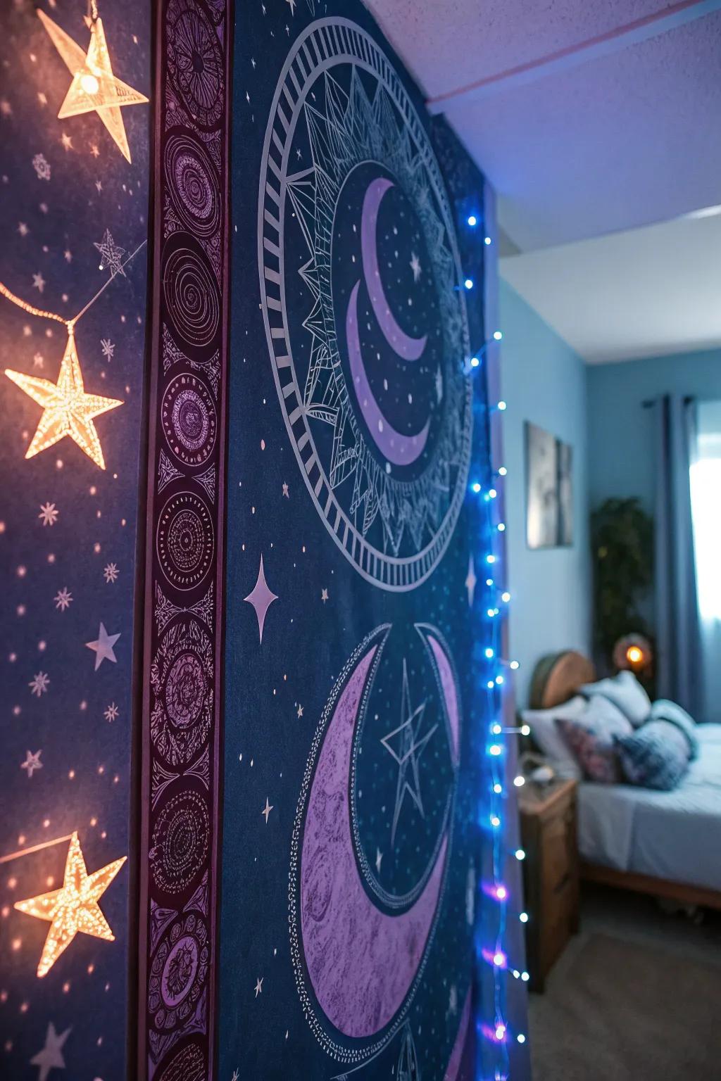 Mystic symbols add a celestial touch to your magical sanctuary.