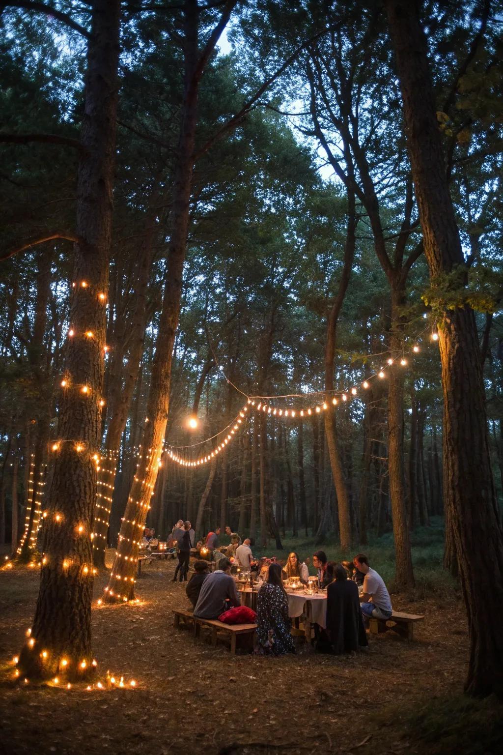 Conjure magic with twinkling lights as the evening sets.