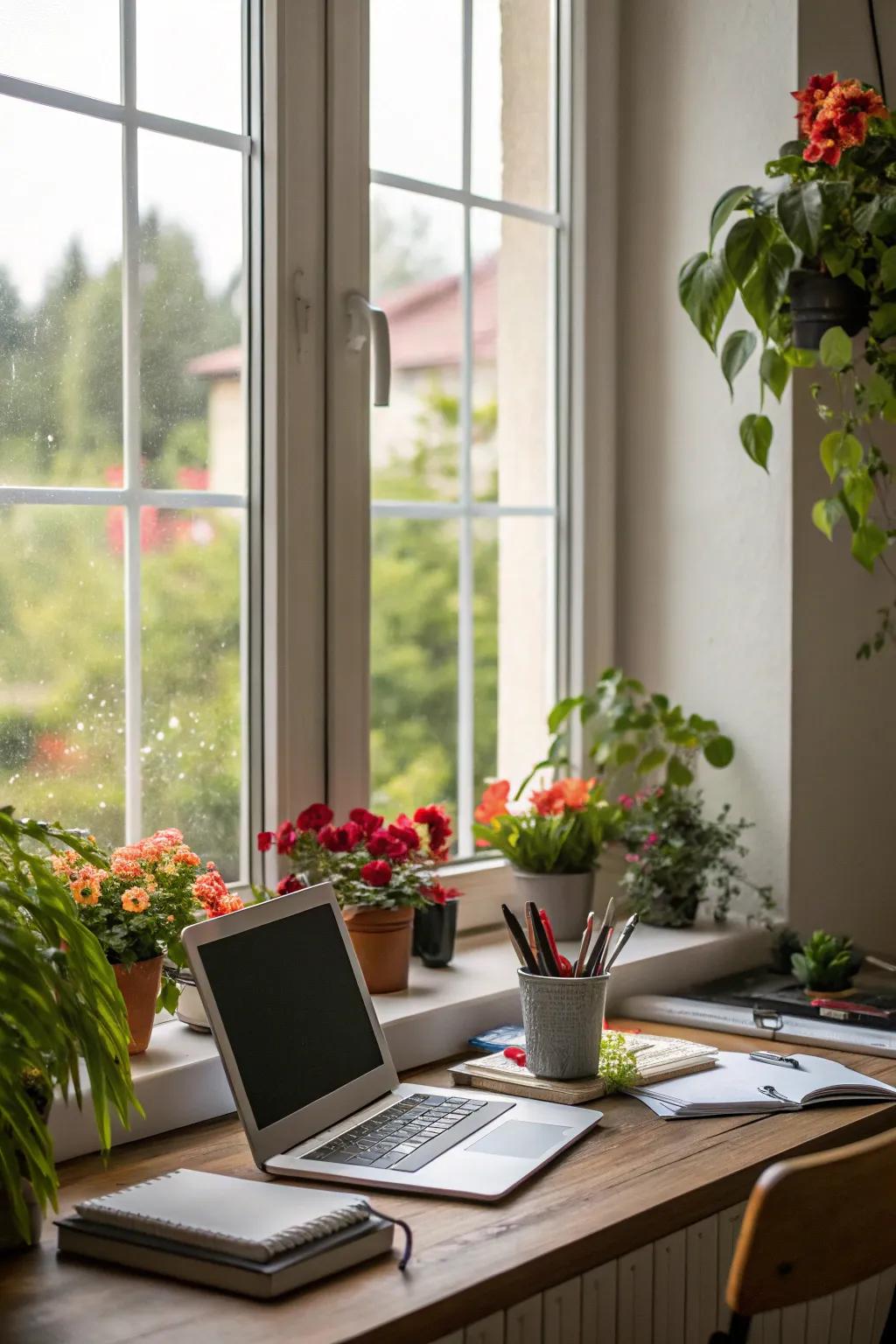 A work area that thrives with the invigorating effects of natural light.
