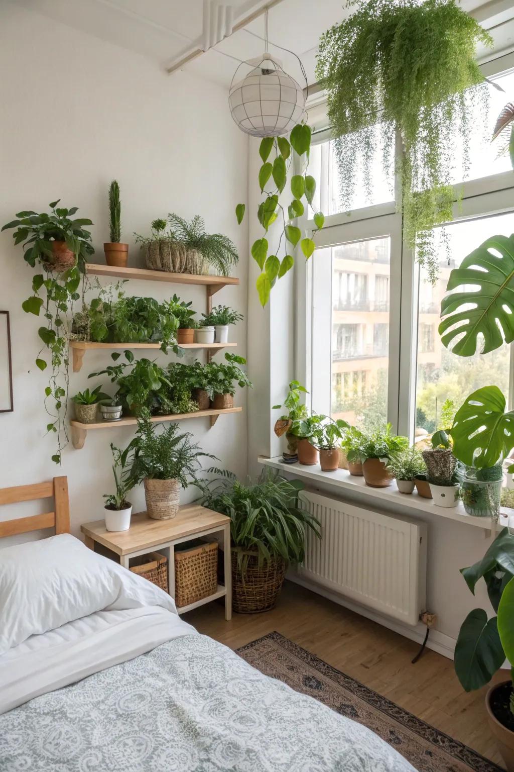 The inclusion of indoor plants enlivens any room with the serenity of nature.