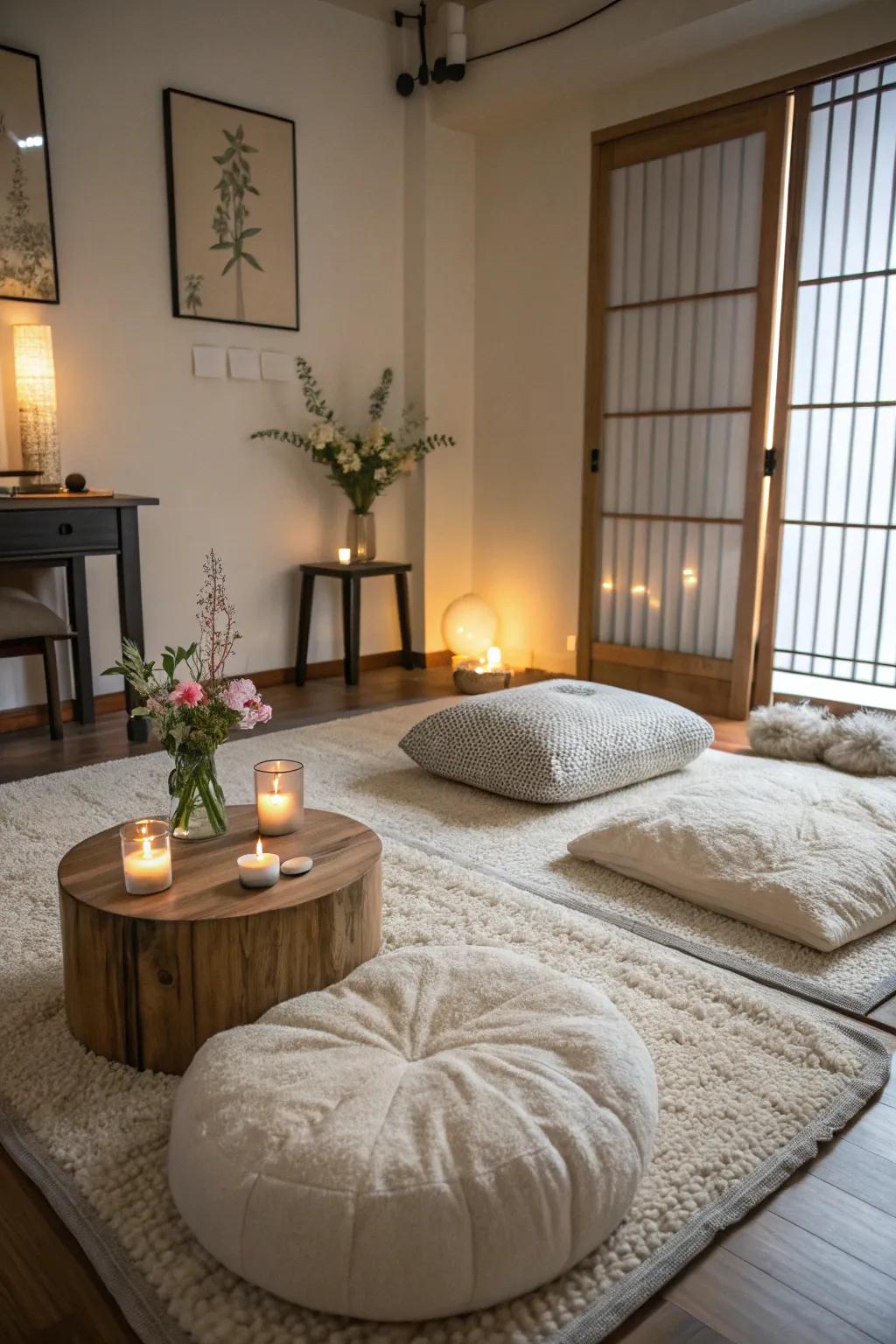 Soft materials introduce comfort and warmth to the area.