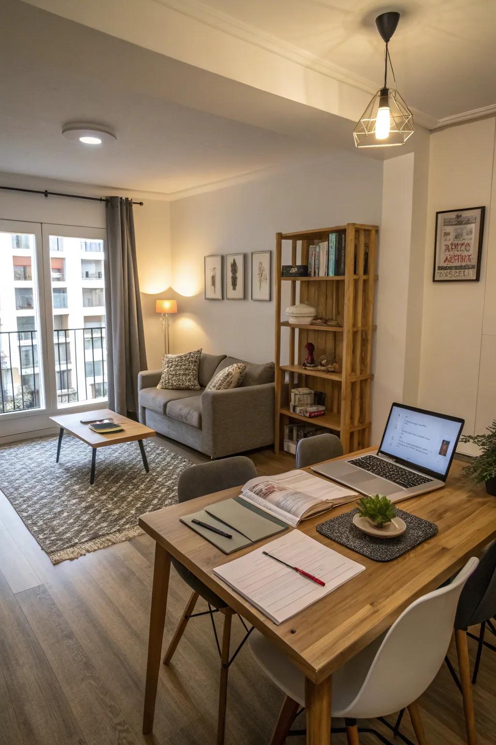 Adaptable areas maximize practicality in small apartments.