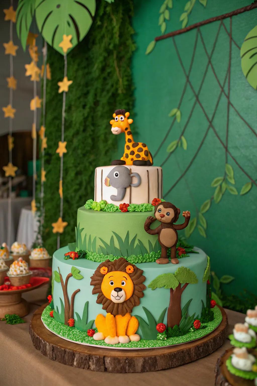 A beautifully themed cake forms a delightful centerpiece for your child's first birthday.