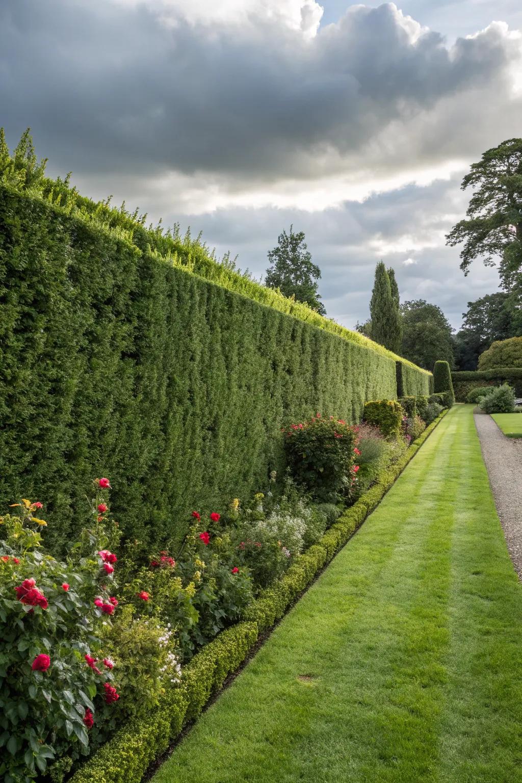 A green wall offers a natural and living boundary.