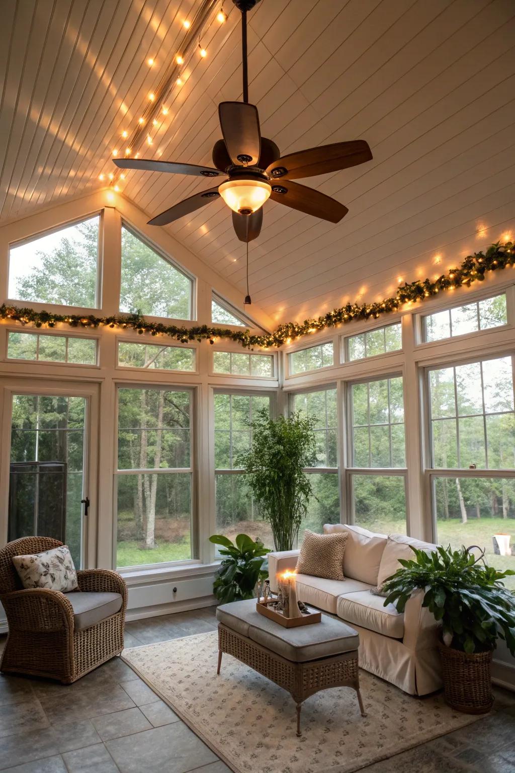 Overhead fans add style and functionality.