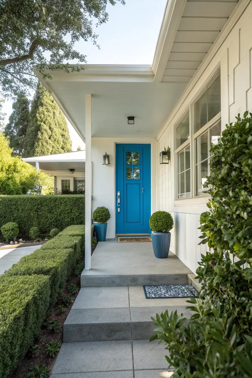 A splash of color revitalizes a modern front porch.