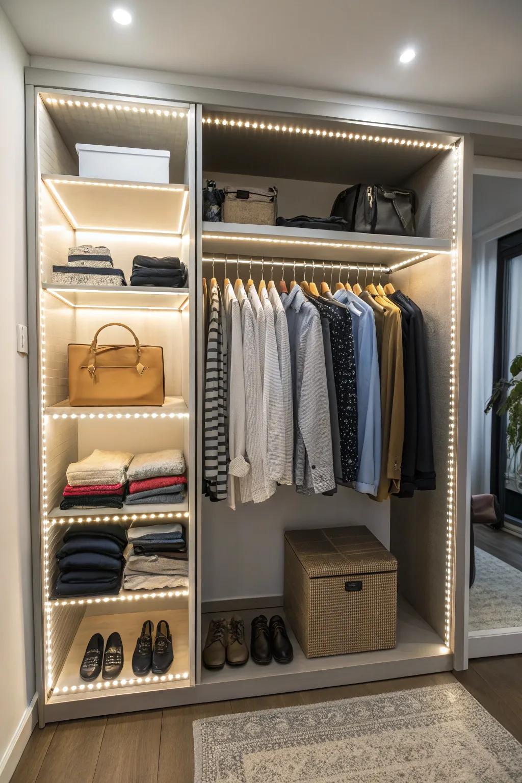 Lighting can change a wardrobe from dark to bright.