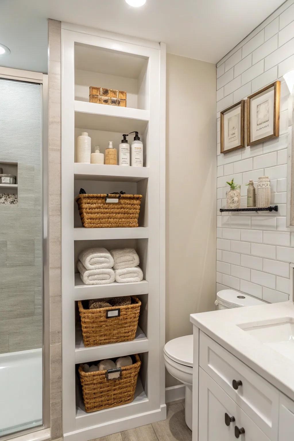 Wall indents give practical storage without cluttering the area.