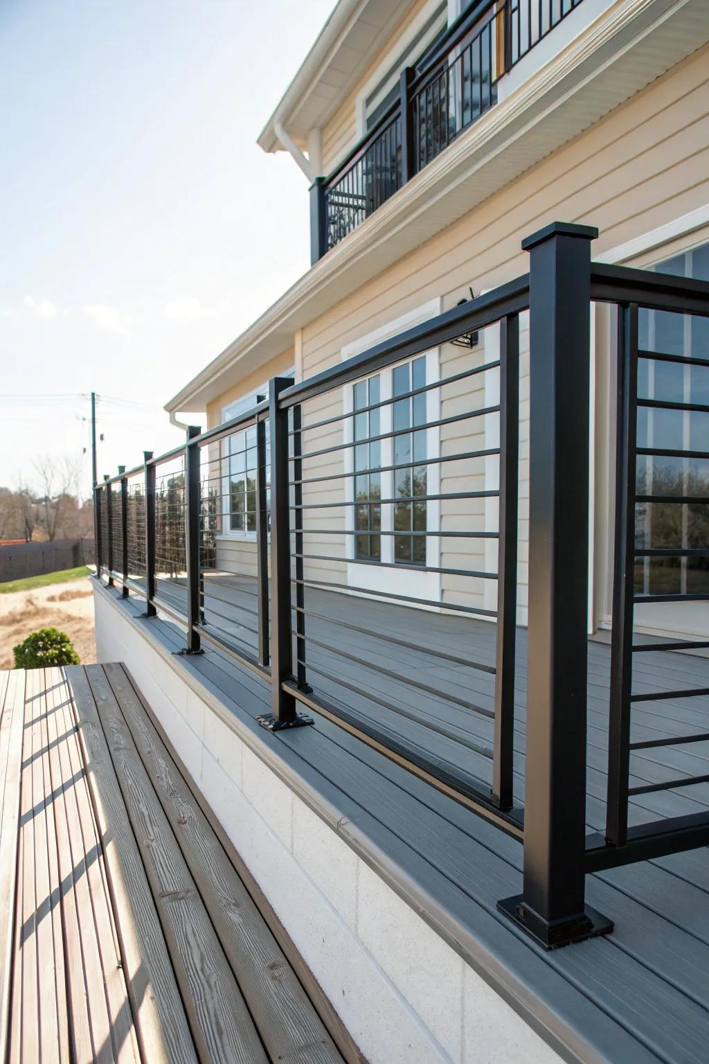 Striking dark alloy borders crafting a dramatic outdoor appearance.