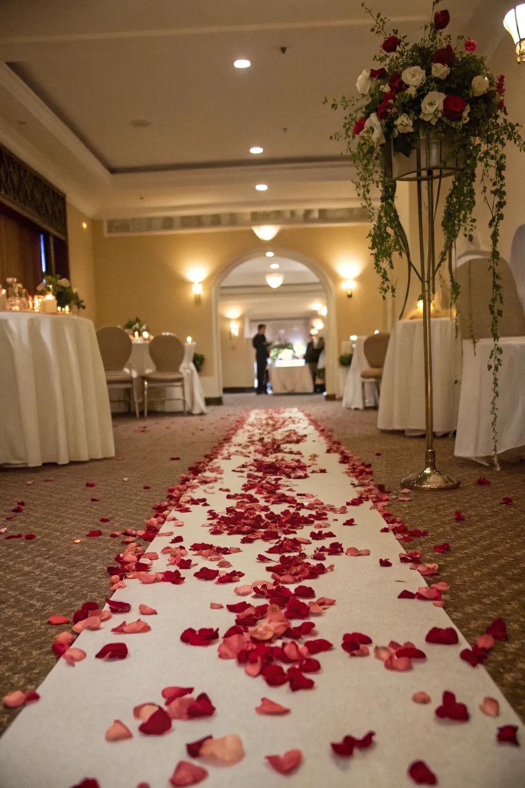 Guide your guests with a romantic petal pathway.