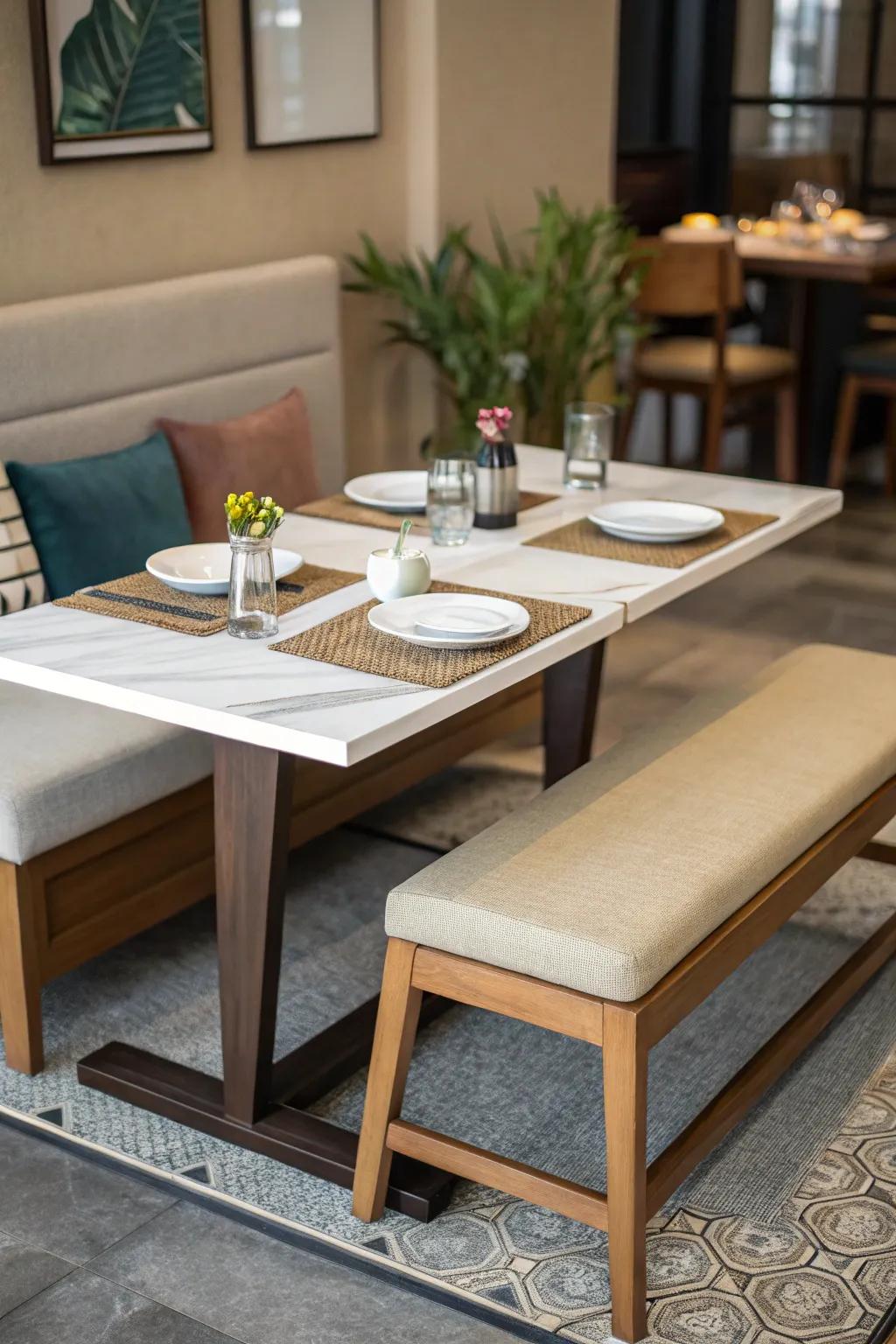 Benches offer clever seating options.