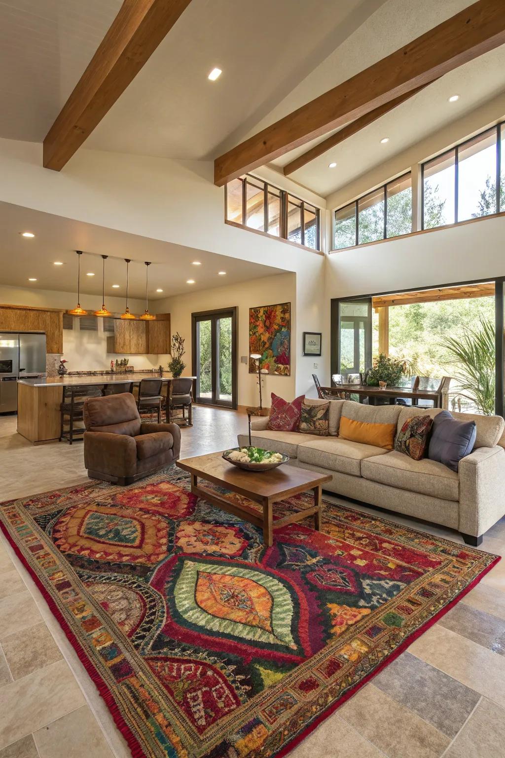 Area rugs effortlessly infuse warmth and style, defining spaces with ease.