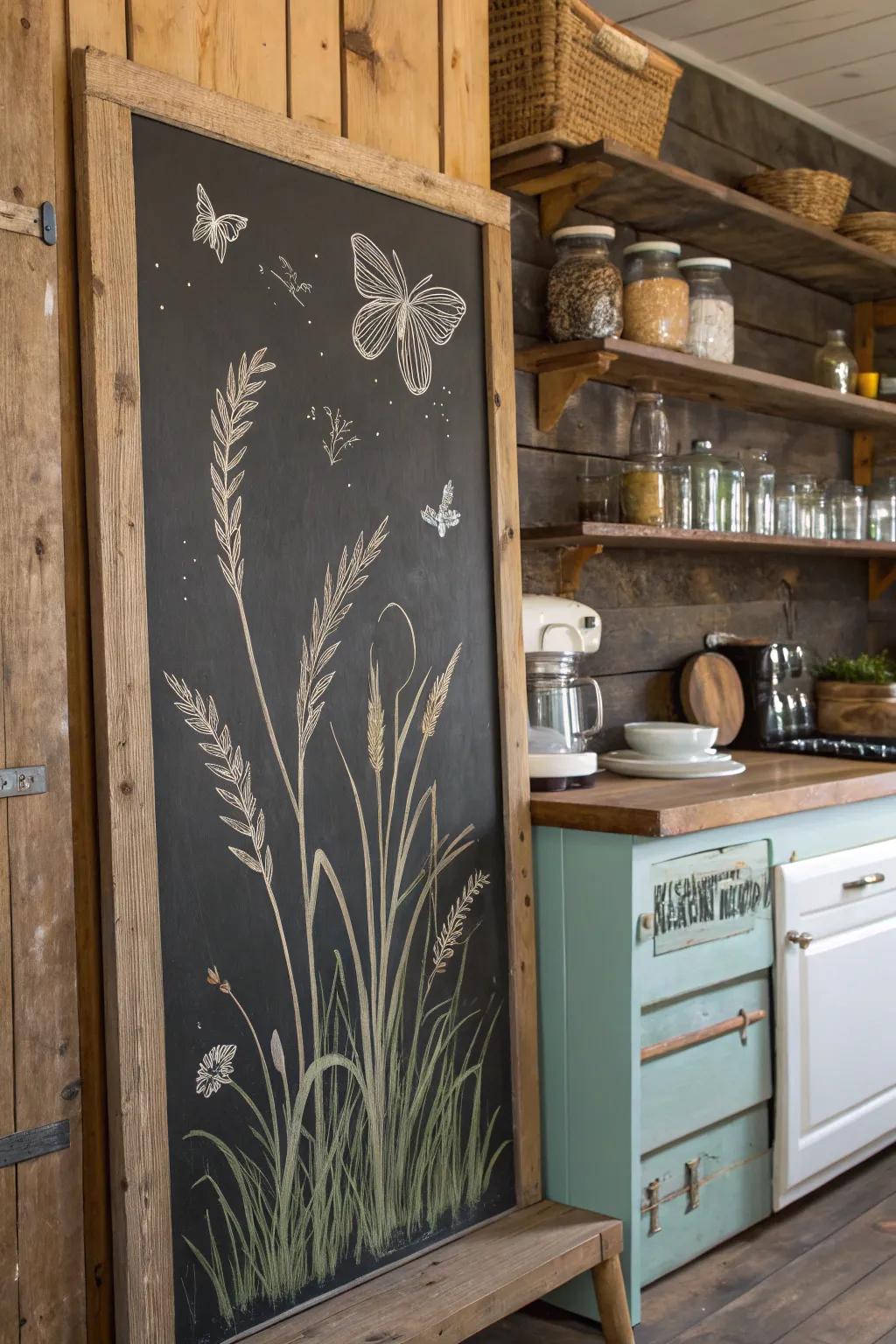 The revival of nature portrayed through writing board artistry.
